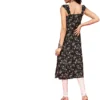 Women Black & Green Floral Printed Sweetheart Neck Side Slited Midi Kurta (S) - Image 3