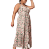 Women Plus Size Pink & Green Floral Printed V-Neck Front Button-Up Flared Maxi Dress (XL) - Image 2