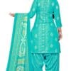 Vibrant Ethnic Elegance: Pink and Aqua Blue Cotton Blend Dress Material - Image 3