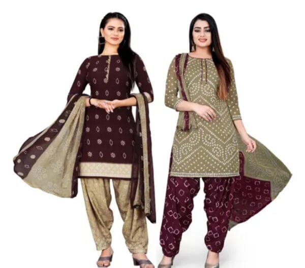 Women Crepe Bandhani Printed Pack of 2 Dress Material