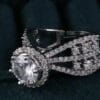 Rhodium-Plated American Diamond Ring - Image 2