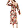 Women Pink & Multicoloured Abstract Printed Sweetheart Neck Tie-Up Cutout Crepe Fit & Flare Midi Dress (L) - Image 4