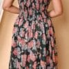 Classy Gracy Women's Dark Green Floral Square neck Maxi Dress - Image 2