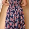 Classy Georgette Dark Blue Floral Square Neck Maxi Dress for Women and Girls - Image 3