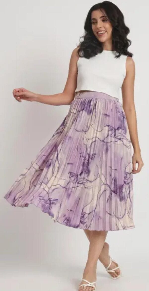 Exquisite Marble Elegance Women's Purple Skirt