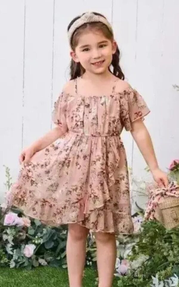 Dreamy Peach Chiffon Party Dress for Girls