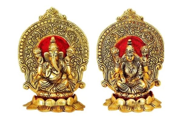 Elegant Gold Laxmi Ganesh Idol