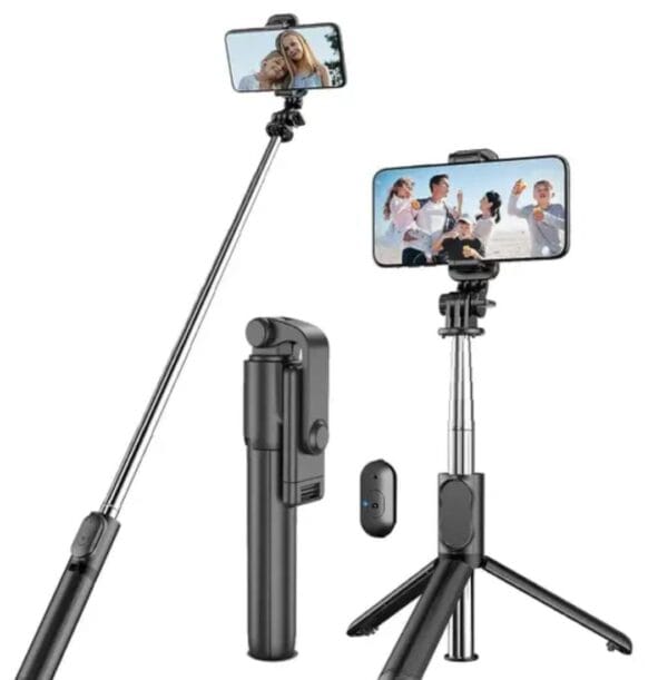 4-in-1 Extendable Bluetooth Selfie Stick and Phone Tripod Stand with Detachable Wireless Remote