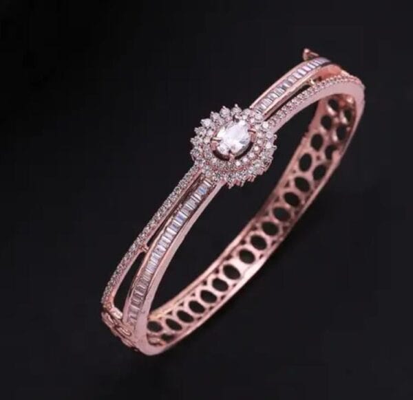 Rose Gold-Plated American Diamond Studded Bracelet