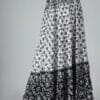 Women's Long Printed Black and White Cotton Skirt - Image 3