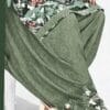 Green Crepe Floral Printed Dress Material Set - Image 4