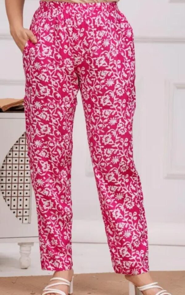 Stylish Pink Printed Rayon Co-Ord Set for Women - Sleeveless Crop Top and Trousers | Stylish & Comfortable Outfit - Image 4
