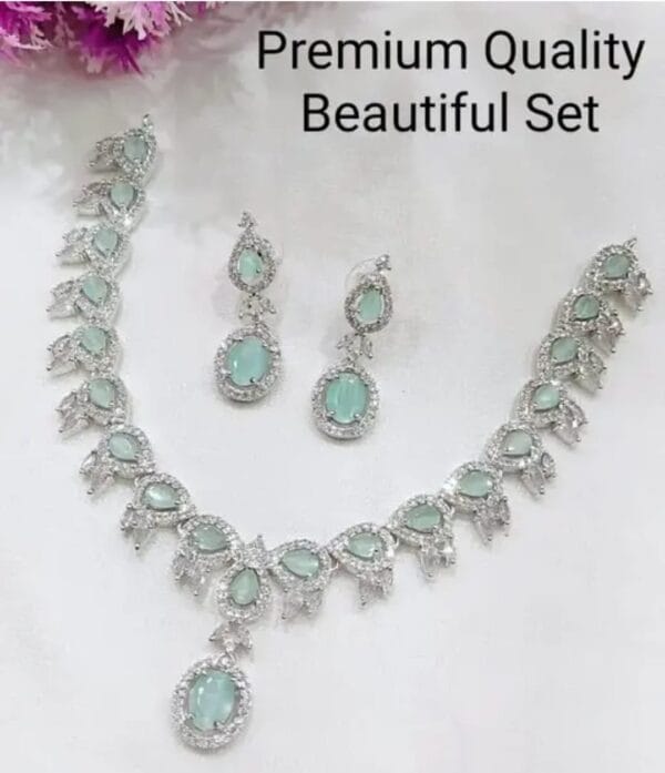 mint green necklace set