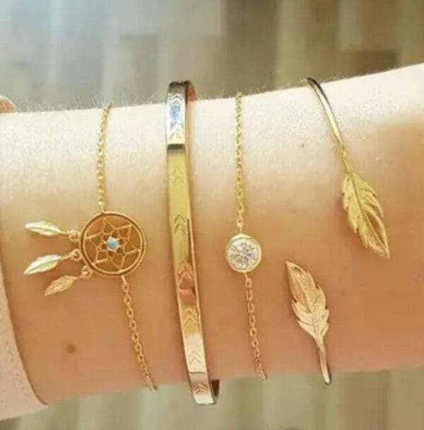 pack of 4 leaf adjustable bracelet