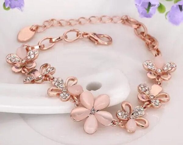 flower rose gold plated bracelet