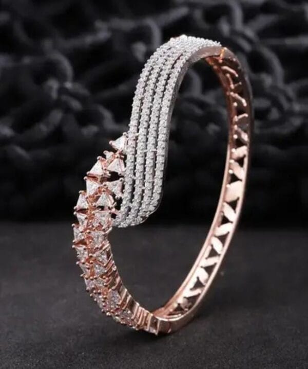 Rose Gold Plated American Diamond Studded Bracelet