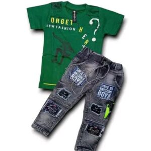 Kids' Green T-Shirt and Jeans Combo