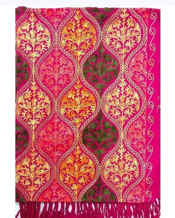 Designer Magenta Kashmiri Embroidery Woolen Shawl for Women - Vintage Collection