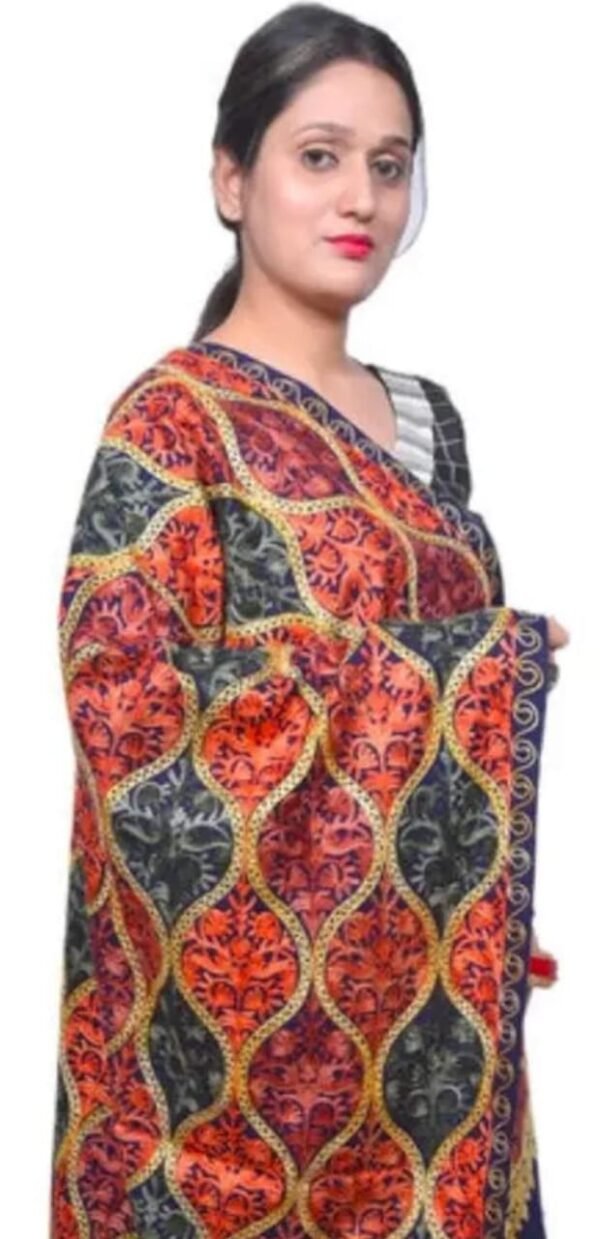 Navy Blue Printed Shawl side broad look