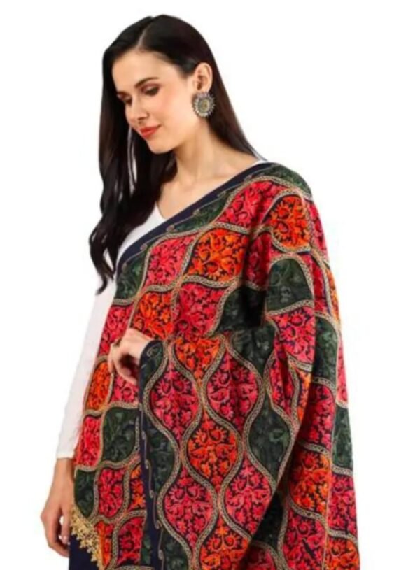 Designer Black Printed Shawl side look
