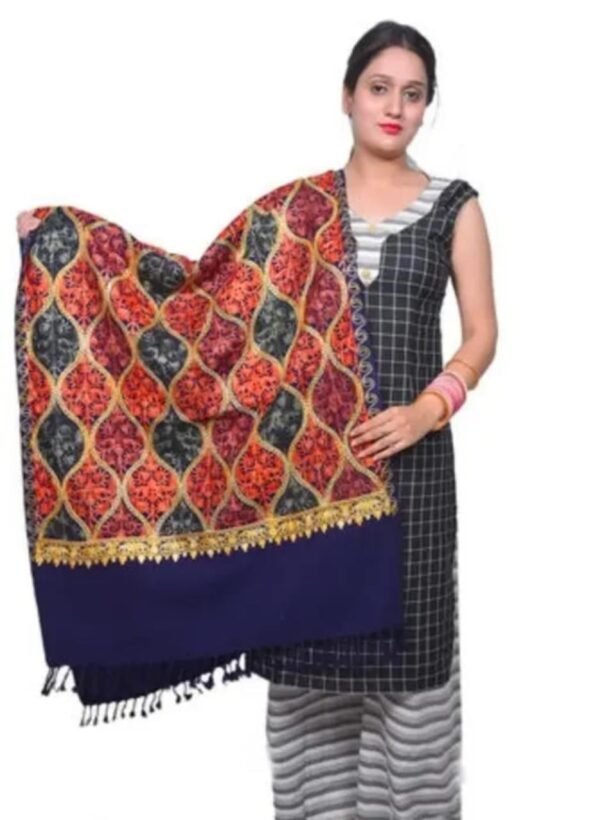 Navy Blue Printed Shawl front look