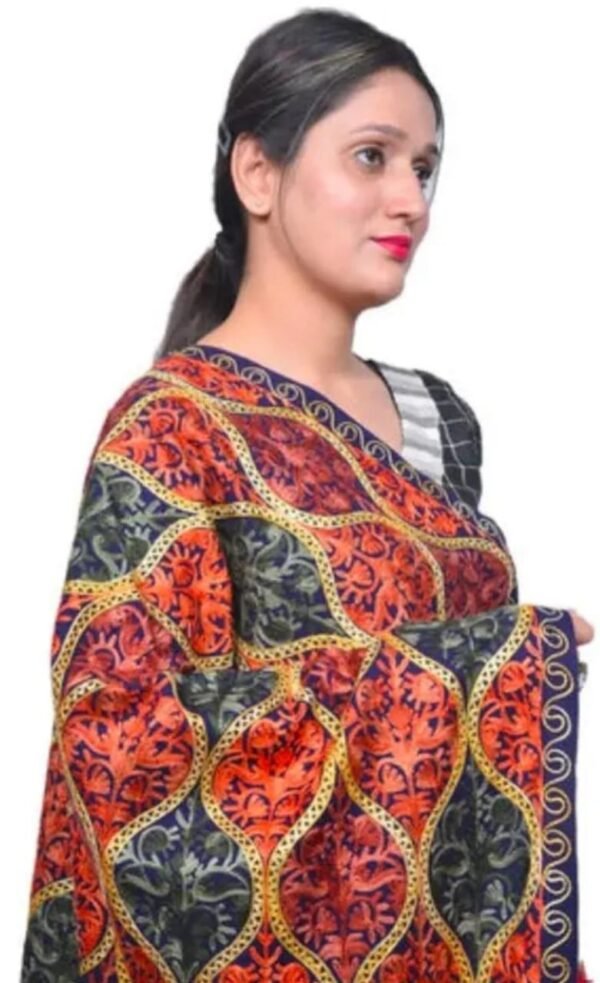 Navy Blue Printed Shawl side look