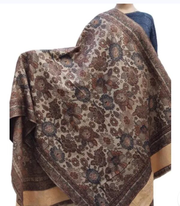 Beige Stylish Woven Design Reversible Multicolor Women's Shawl