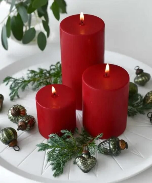 Red Scented Candles for Home Pack of 3 Classy Candles - Image 2
