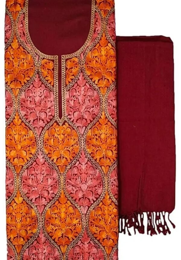 Maroon Kashmir Woolen Suit kurta dupatta set