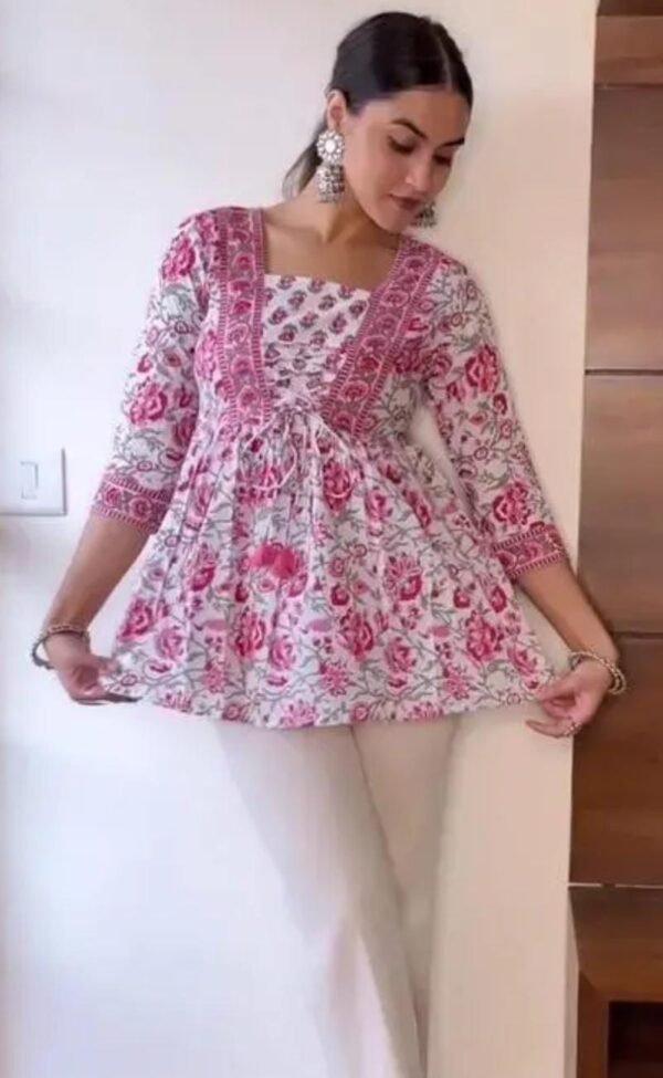 White Cotton Short Kurti full