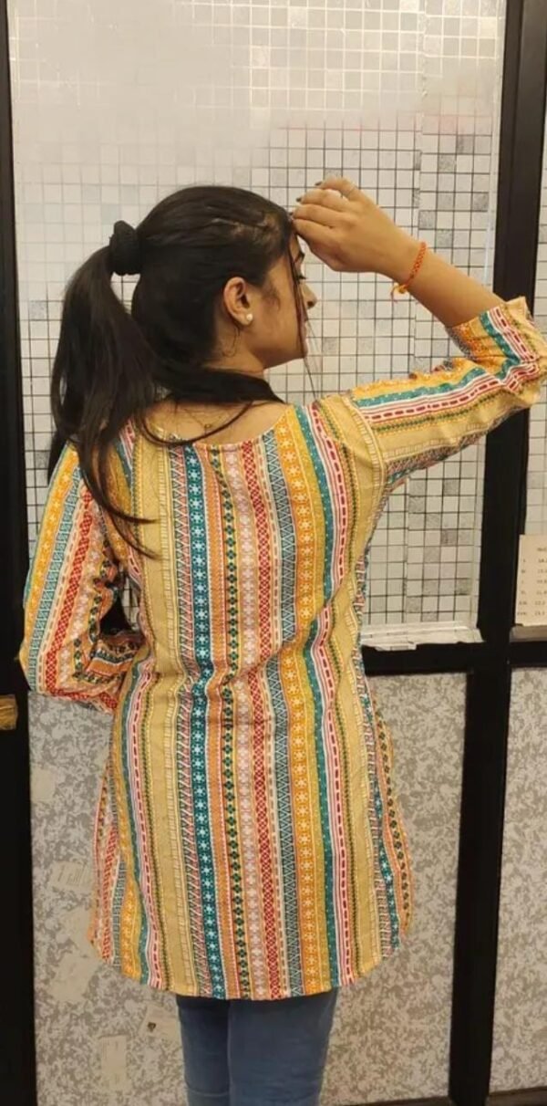 Multicolour Straight Short Kurta back