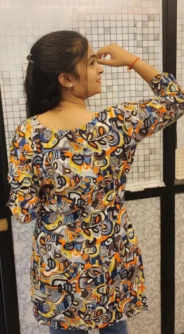 Yellow Rayon Short Kurti back