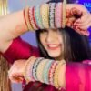 Main image showcasing the Rajasthani Multicolored Chuda with intricate kundan stone work and vibrant hues, perfect for weddings and festive occasions.