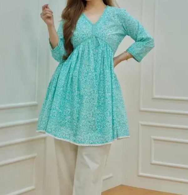 Stylish Blue Rayon Alia Cut Short Kurti for Daily Wear - Image 3