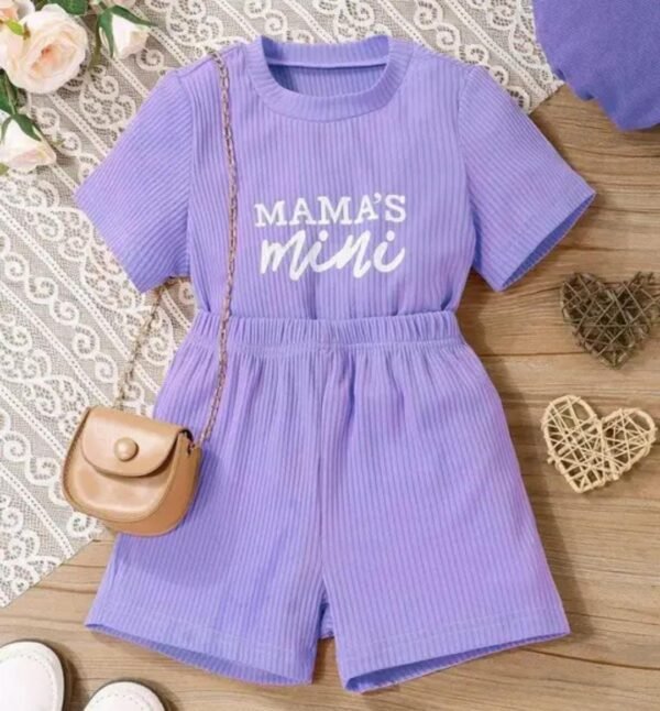 Adorable Girls' Purple Top and Bottom Set for Casual Wear