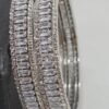 Close-up of the Silver-Plated Bangles Set, featuring cubic zirconia and American diamonds, photographed from the right angle to highlight its detailed craftsmanship.