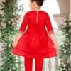 Back view of red cotton blend kurta pant set, showcasing breathable fabric and elegant fit.